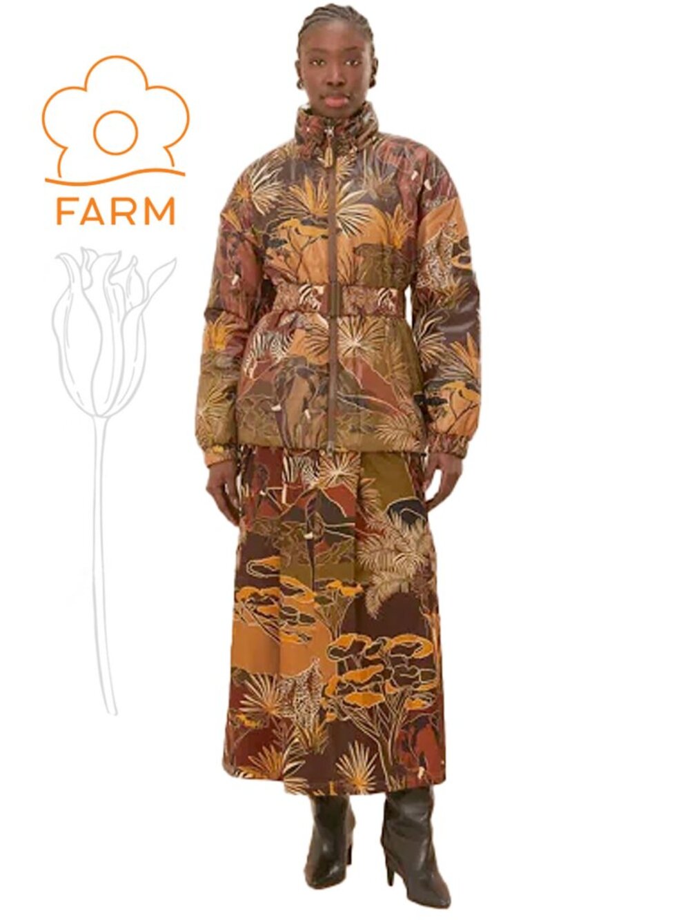 Farm Rio Savana Dream Reversible Puffer Jacket